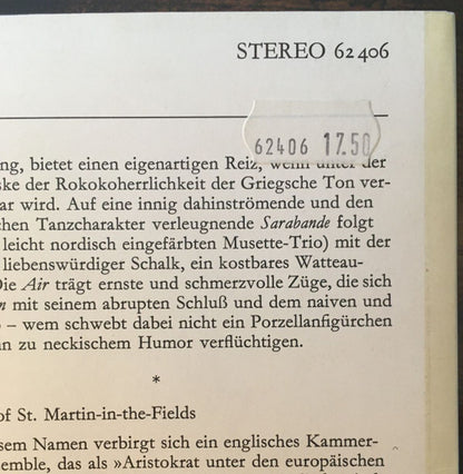 Antonín Dvořák / Edvard Grieg, The Academy Of St. Martin-In-The-Fields, Sir Neville Marriner : Streicherserenade E-dur / Aus Holbergs Zeit (LP, Club, S/Edition)