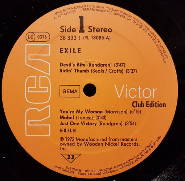 Exile (7) : Exile (LP, Album, Club, RE)