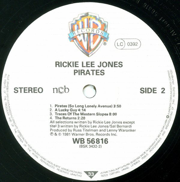 Rickie Lee Jones : Pirates (LP, Album)