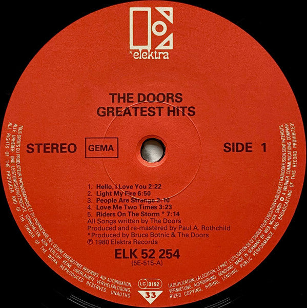 The Doors : Greatest Hits (LP, Comp, RE)