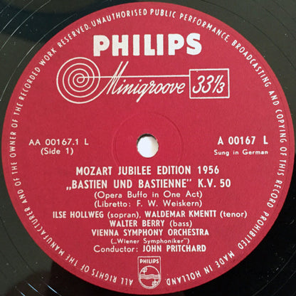 Wolfgang Amadeus Mozart, Wiener Symphoniker, John Pritchard : Bastien Und Bastienne KV 50 (LP, Min)