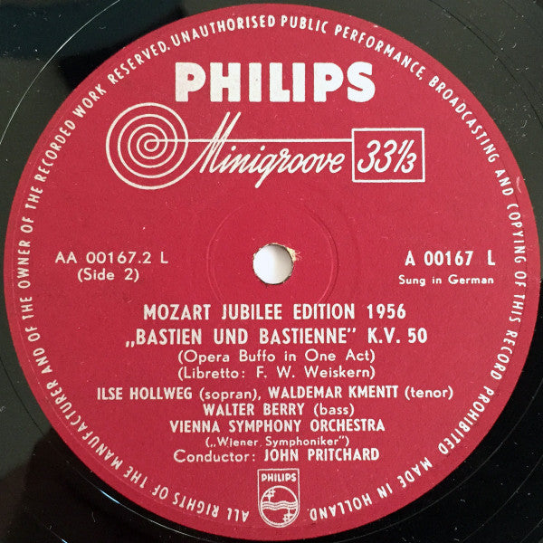 Wolfgang Amadeus Mozart, Wiener Symphoniker, John Pritchard : Bastien Und Bastienne KV 50 (LP, Min)