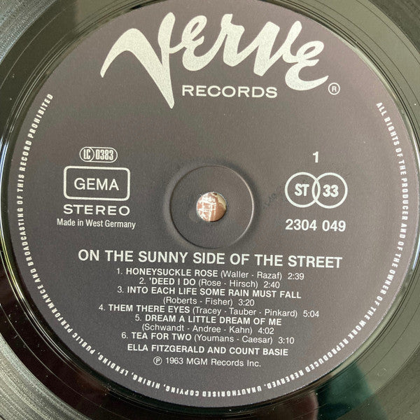 Ella Fitzgerald & Count Basie : On The Sunny Side Of The Street (LP, Album, RE)
