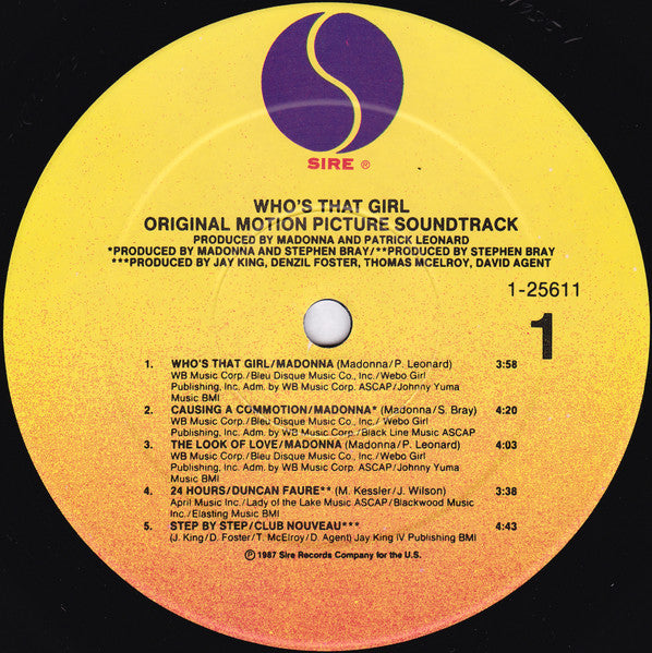 Madonna : Who's That Girl (Original Motion Picture Soundtrack) (LP, Album, SRC)