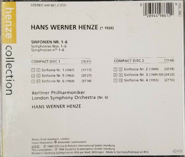 Hans Werner Henze - Berliner Philharmoniker / London Symphony Orchestra, Hans Werner Henze : Sinfonien Nos. 1-6 (2xCD, Comp, RE, RM)
