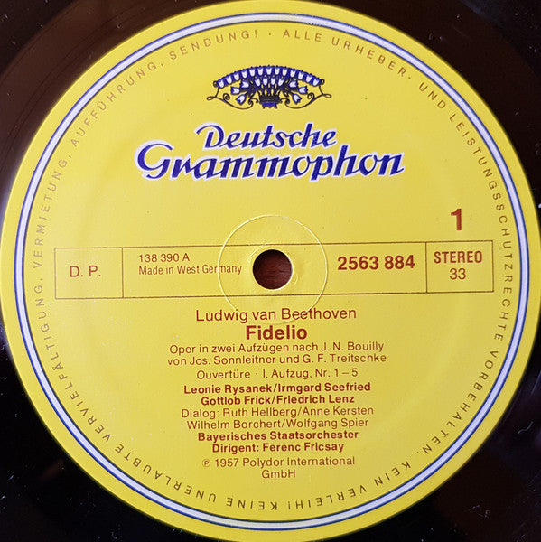 Ludwig van Beethoven, Leonie Rysanek • Irmgard Seefried • Kieth Engen • Dietrich Fischer-Dieskau • Ernst Haefliger • Gottlob Frick • Friedrich Lenz, Bayerisches Staatsorchester, Ferenc Fricsay : Fidelio (2xLP, RE, Gat)