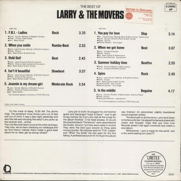 Larry & The Movers : The Best Of Larry & The Movers (LP, Album)