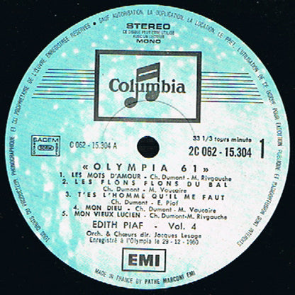 Edith Piaf : Olympia 1961 - Non, Je Ne Regrette Rien - Vol. 4 (LP)