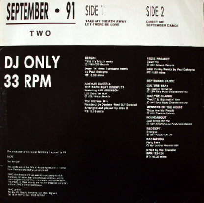 Various : September • 91 (Two) (12", P/Mixed)