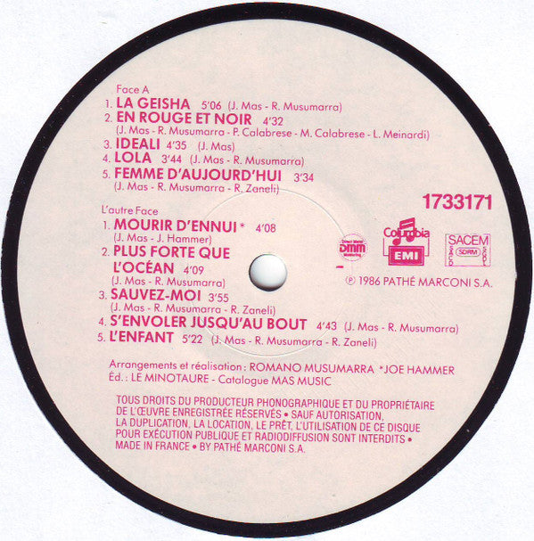 Jeanne Mas : Femmes D'aujourd'hui (LP, Album, RP)