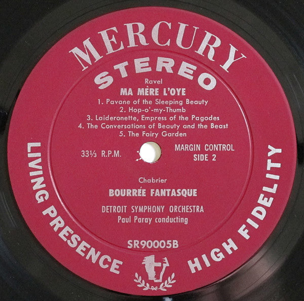 Maurice Ravel / Emmanuel Chabrier, Detroit Symphony Orchestra, Paul Paray : Bolero / Ma Mere L'Oye / Bourree Fantasque (LP)