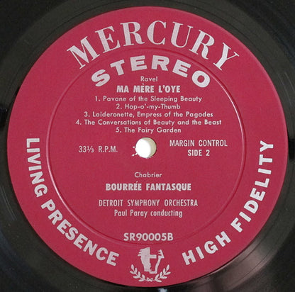 Maurice Ravel / Emmanuel Chabrier, Detroit Symphony Orchestra, Paul Paray : Bolero / Ma Mere L'Oye / Bourree Fantasque (LP)