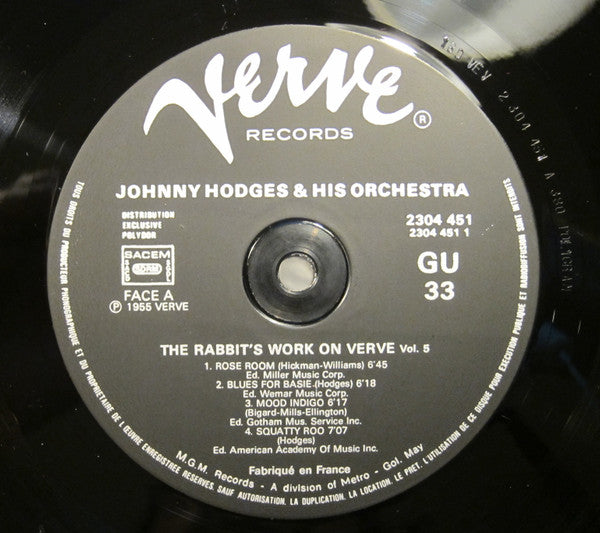 Johnny Hodges And His Orchestra : The Rabbit's Work On Verve Vol. 5 (LP, Comp)