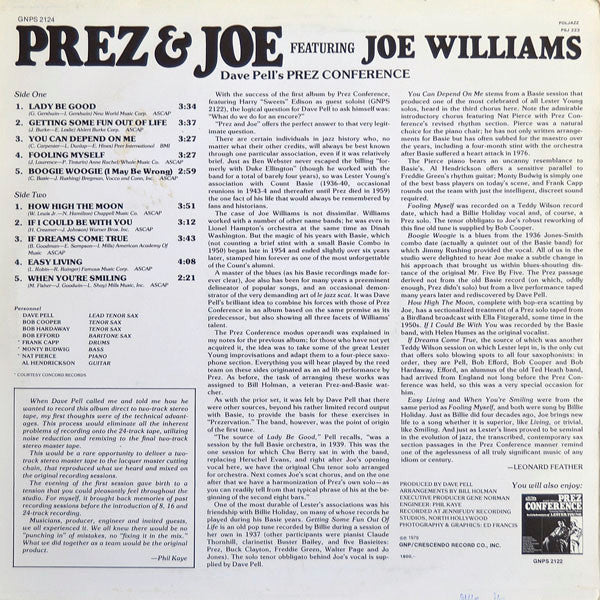 Dave Pell's Prez Conference Featuring Joe Williams : In Celebration Of Lester Young (LP, Album)