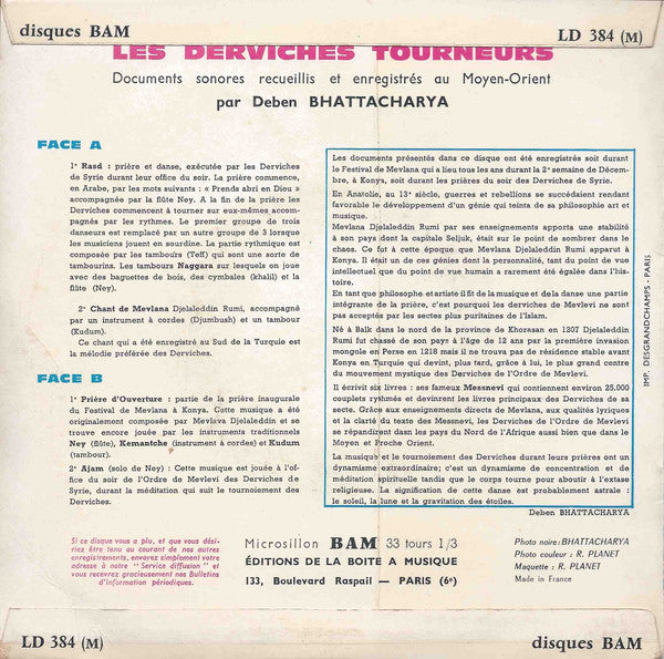 Deben Bhattacharya : Les Derviches Tourneurs (7", Mono)