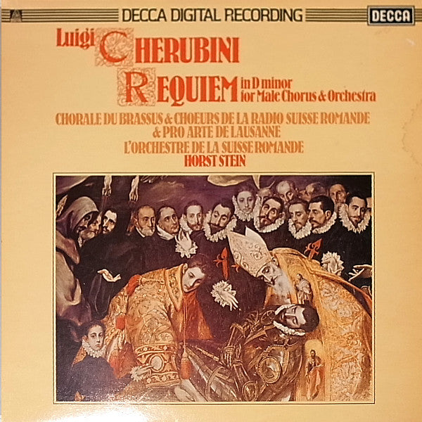 Luigi Cherubini - Chorale Du Brassus & Chœur De La Radio Suisse Romande, Chœur Pro Arte de Lausanne, L'Orchestre De La Suisse Romande, Horst Stein : Requiem In D Minor For Male Chorus And Orchestra (LP, Album, DIG)