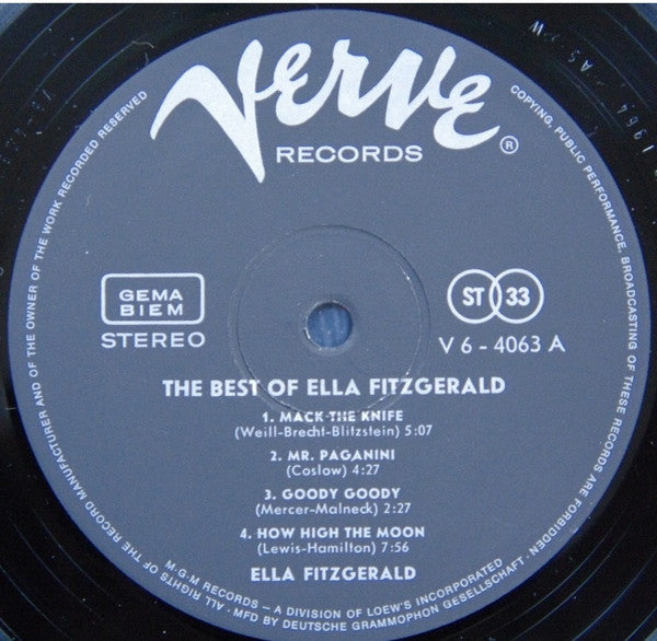 Ella Fitzgerald : The Best Of Ella Fitzgerald (LP, Comp)