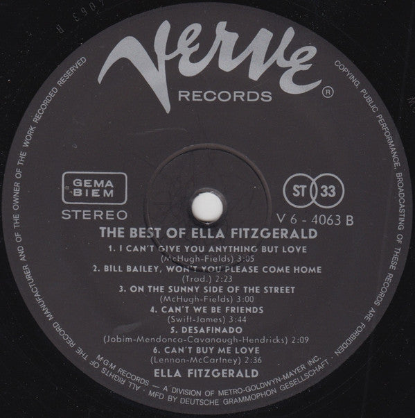 Ella Fitzgerald : The Best Of Ella Fitzgerald (LP, Comp)