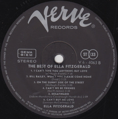 Ella Fitzgerald : The Best Of Ella Fitzgerald (LP, Comp)