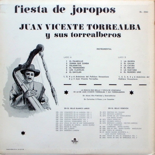 Juan Vicente Torrealba Y Los Torrealberos : Fiesta De Joropos (LP)
