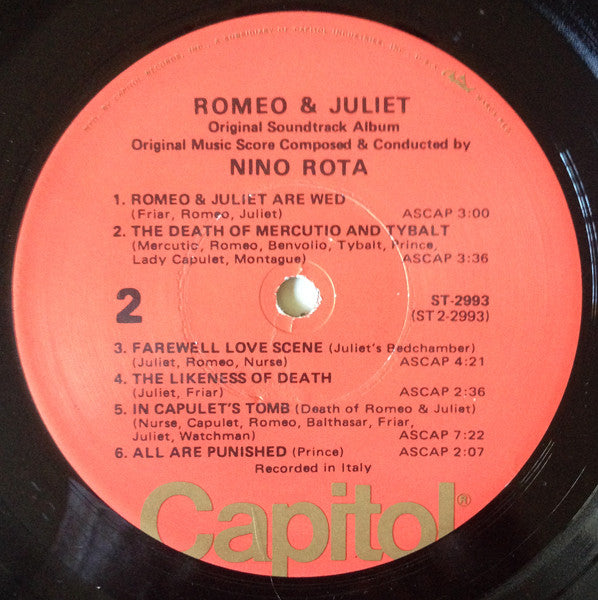 Nino Rota : Romeo & Juliet (LP, Album, RE)