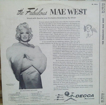 Mae West : The Fabulous Mae West (LP, Album, Mono)