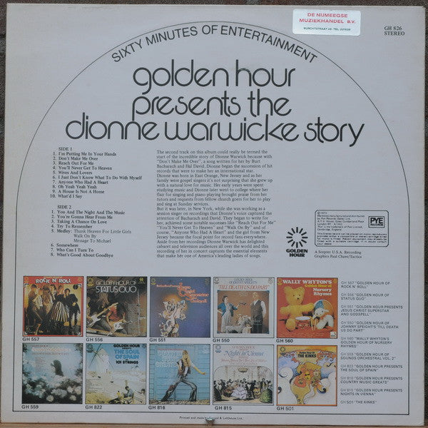 Dionne Warwick : Golden Hour Presents The Dionne Warwicke Story Part 1 - In Concert  (LP, Comp)