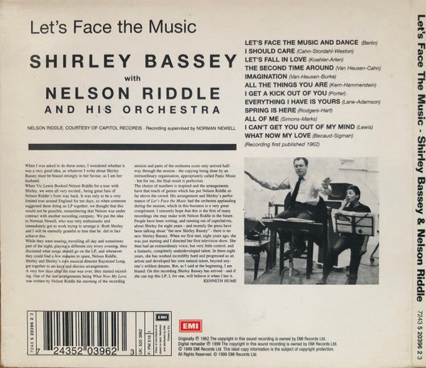 Shirley Bassey With Nelson Riddle And His Orchestra : Let's Face The Music (CD, Album, RE, Dig)