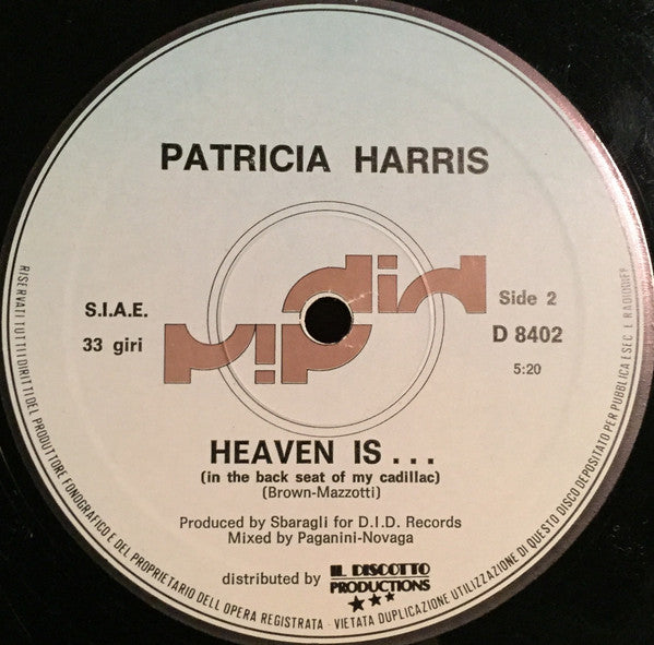 Patricia Harris : Heaven Is... (In The Back Seat Of My Cadillac) (12")