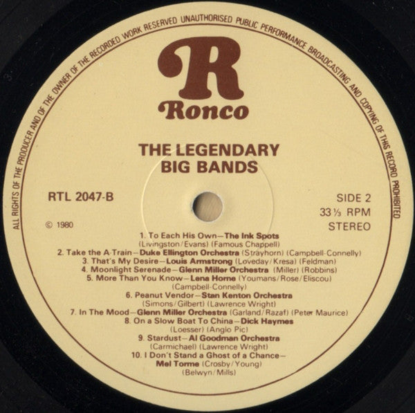 Various : The Legendary Big Bands (LP, Comp)