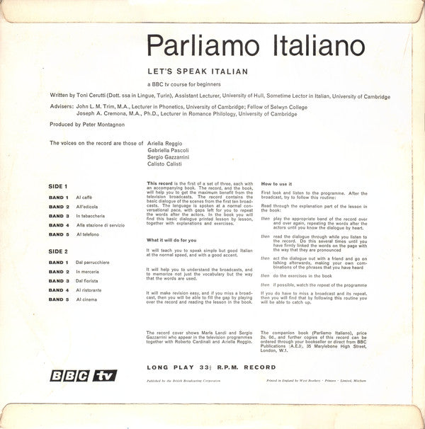 No Artist : Parliamo Italiano - Let's Speak Italian (Lessons 1-10) (LP)