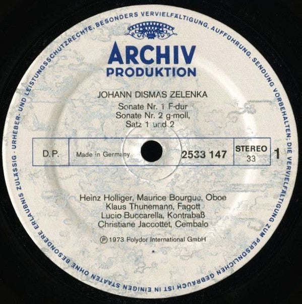 Heinz Holliger, Maurice Bourgue, Saschko Gawriloff, Klaus Thunemann, Christiane Jaccottet, Lucio Buccarella : Jan Dismas Zelenka 6 Sonaten (2xLP)