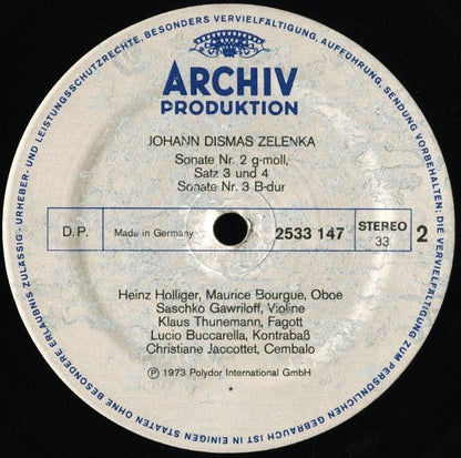 Heinz Holliger, Maurice Bourgue, Saschko Gawriloff, Klaus Thunemann, Christiane Jaccottet, Lucio Buccarella : Jan Dismas Zelenka 6 Sonaten (2xLP)