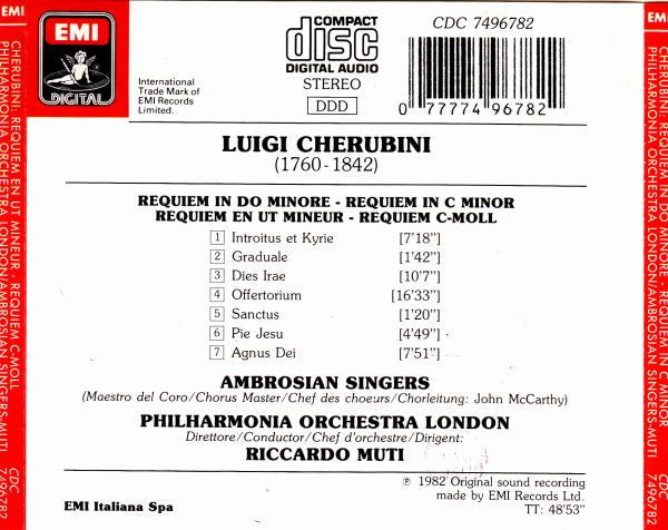 Luigi Cherubini : The Ambrosian Singers ·  Philharmonia Orchestra ·  Riccardo Muti : Requiem In Do Minore (CD, Album)