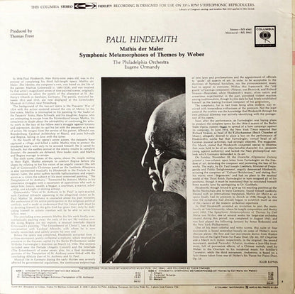 Paul Hindemith - Eugene Ormandy / The Philadelphia Orchestra : Mathis Der Maler / Symphonic Metamorphoses Of Themes By Weber (LP, Album, RP)