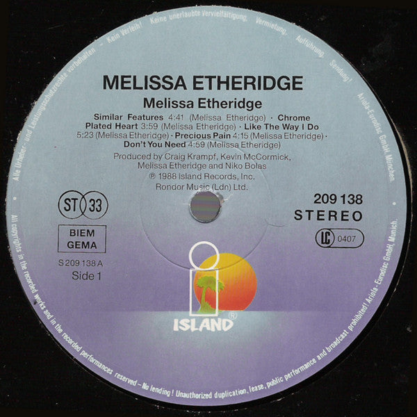 Melissa Etheridge : Melissa Etheridge (LP, Album)