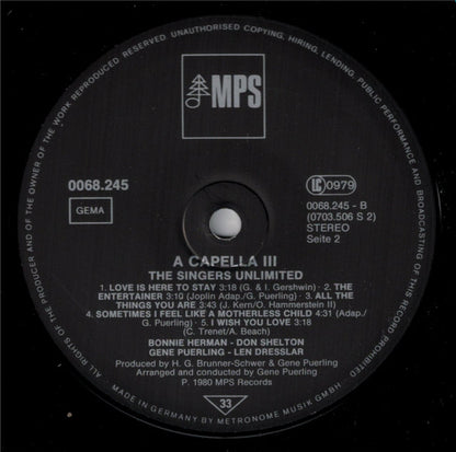 The Singers Unlimited : A Capella III (LP, Album)