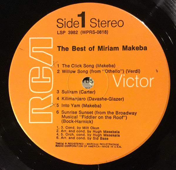 Miriam Makeba : The Best Of Miriam Makeba (LP, Comp, RE)