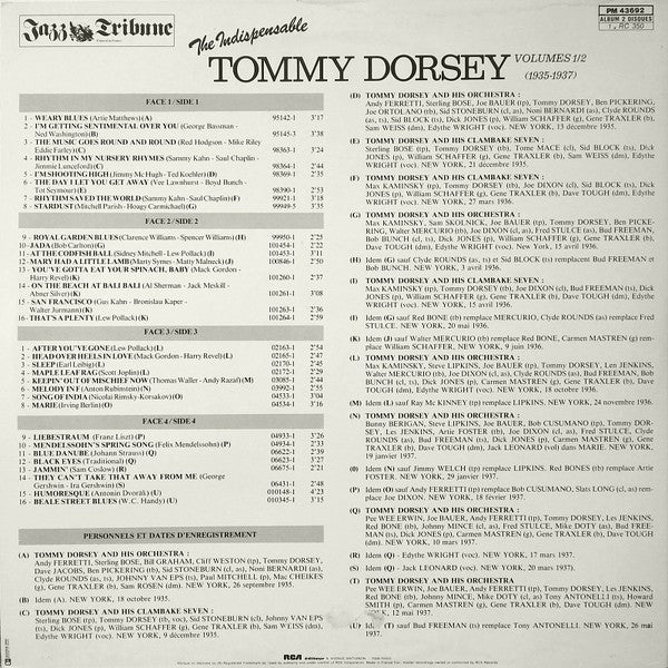 Tommy Dorsey : The Indispensable Tommy Dorsey Volumes 1/2 (1935-1937) (2xLP, Comp, RE, Gat)
