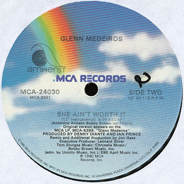 Glenn Medeiros Featuring Bobby Brown : She Ain't Worth It (Extended Version) (12", Single)