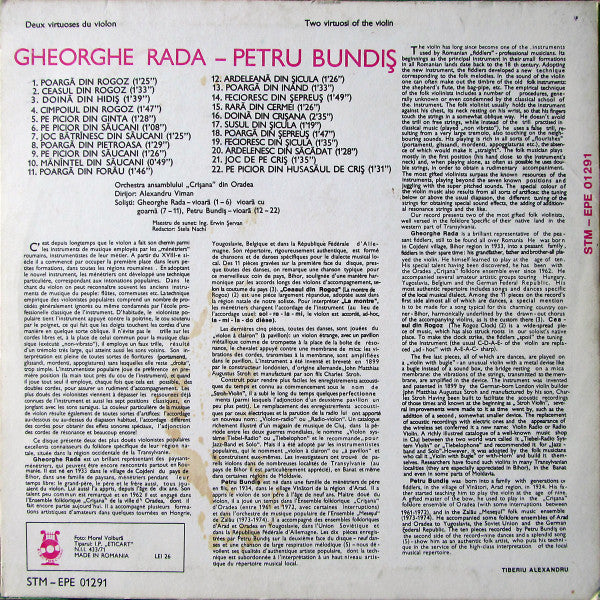 Gheorghe Rada / Petru Bundiș : Deux Virtuoses Du Violon = Two Virtuosi Of The Violin (LP)