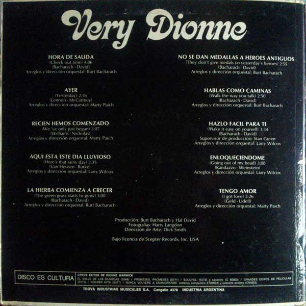 Dionne Warwick : Very Dionne (LP, Album, Gat)