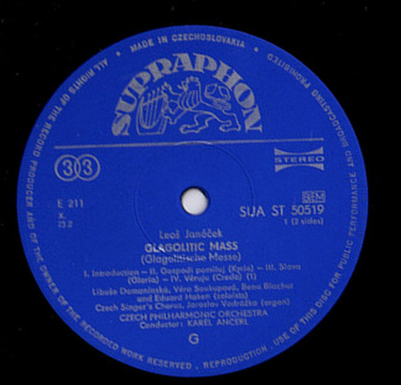 Leoš Janáček / Czech Singers Chorus and The Czech Philharmonic Orchestra, Karel Ančerl : Glagolitic Mass (LP, RP)