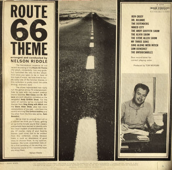 Nelson Riddle And His Orchestra : Route 66 And Other T.V. Themes (LP, Album, Mono)