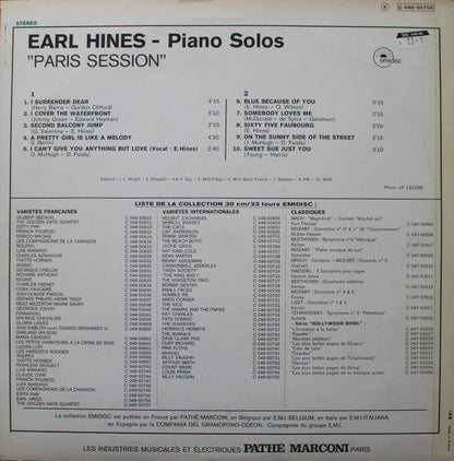 Earl Hines : Piano Solos "Paris Session" (LP)