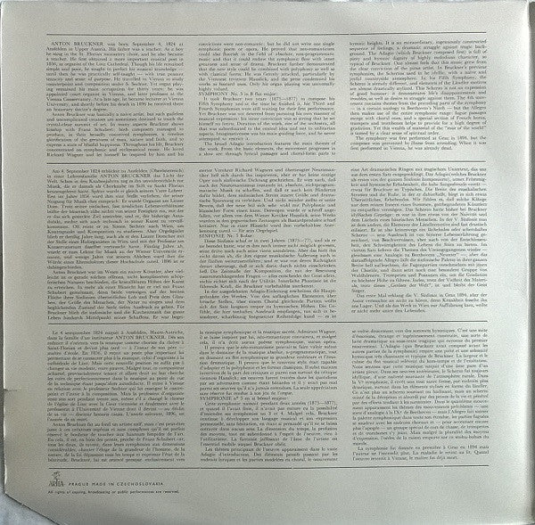 Anton Bruckner - The Czech Philharmonic Orchestra, Lovro Von Matacic : Symphony No 5 In B Flat Major (2xLP, Album)