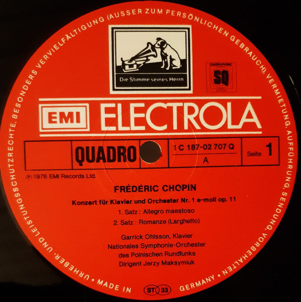 Frédéric Chopin, Garrick Ohlsson, Wielka Orkiestra Symfoniczna Polskiego Radia I Telewizji, Jerzy Maksymiuk : Klavierkonzerte Nr. 1 Und 2 / Fantasie Über Polnische Volkslieder / Krakowiak (2xLP, Album, Quad)