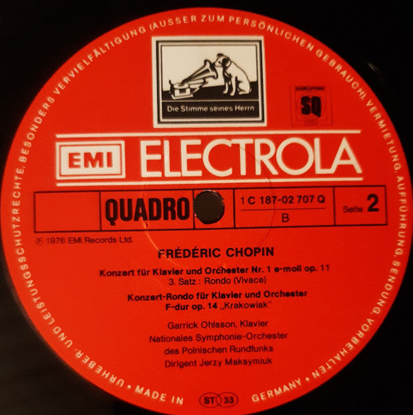 Frédéric Chopin, Garrick Ohlsson, Wielka Orkiestra Symfoniczna Polskiego Radia I Telewizji, Jerzy Maksymiuk : Klavierkonzerte Nr. 1 Und 2 / Fantasie Über Polnische Volkslieder / Krakowiak (2xLP, Album, Quad)