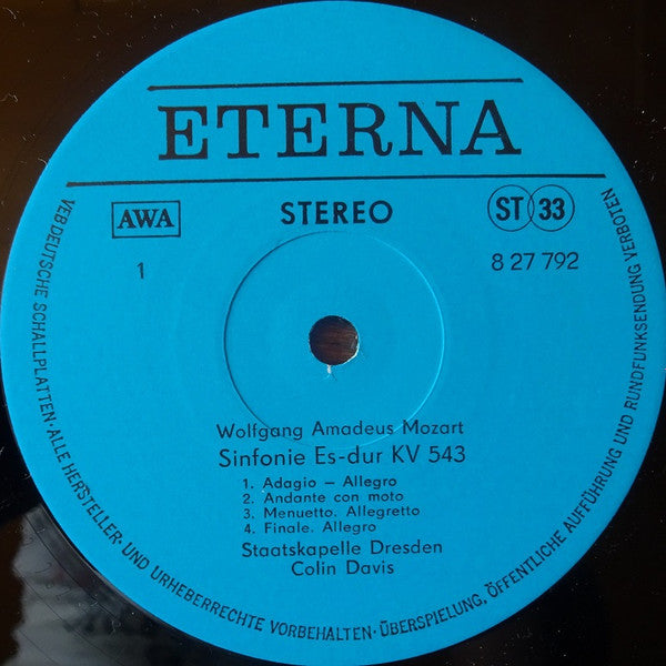 Wolfgang Amadeus Mozart, Staatskapelle Dresden, Sir Colin Davis : Sinfonien Es-dur KV 543 · A-dur KV 201 (LP)