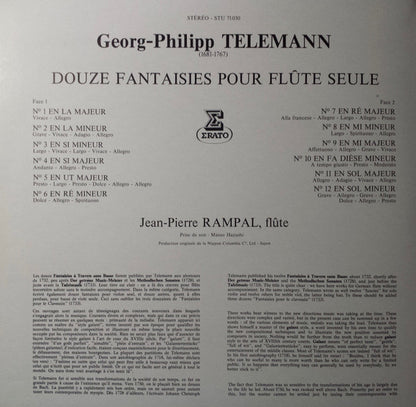 Georg Philipp Telemann - Jean-Pierre Rampal : Douze Fantaisies Pour Flûte (LP, Gat)